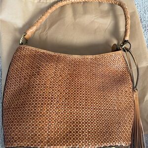 Elegant Tan Woven Shoulder Bag